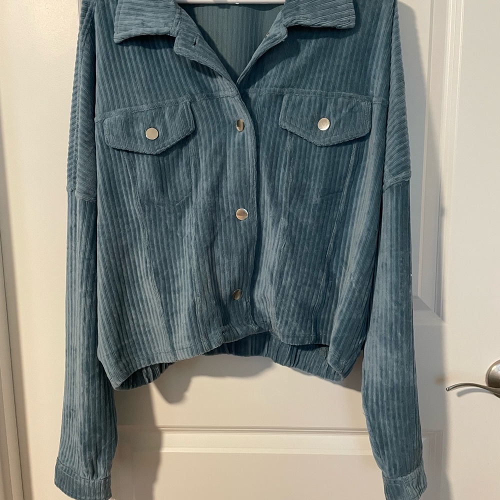 Blue Corduroy Button-Up Jacket Mono b